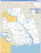 Lower Connecticut River Valley County Wall Map Basic Style